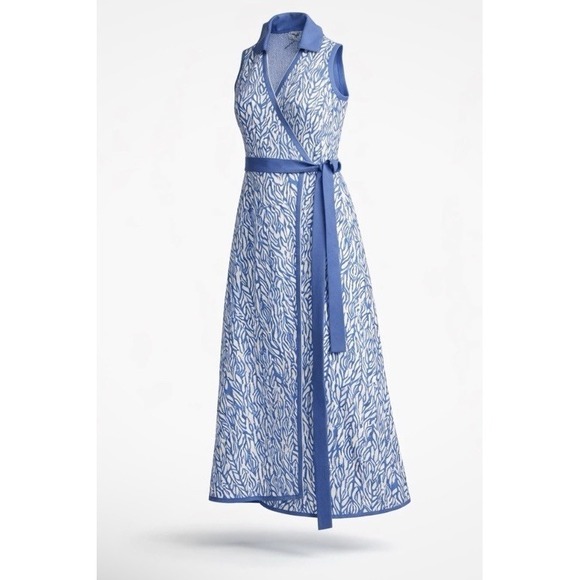 Diane von Furstenberg for Target Dresses & Skirts - Diane von Furstenberg Women's Size 4X‎ Collared Midi Wrap Dress Sea Twig Blue